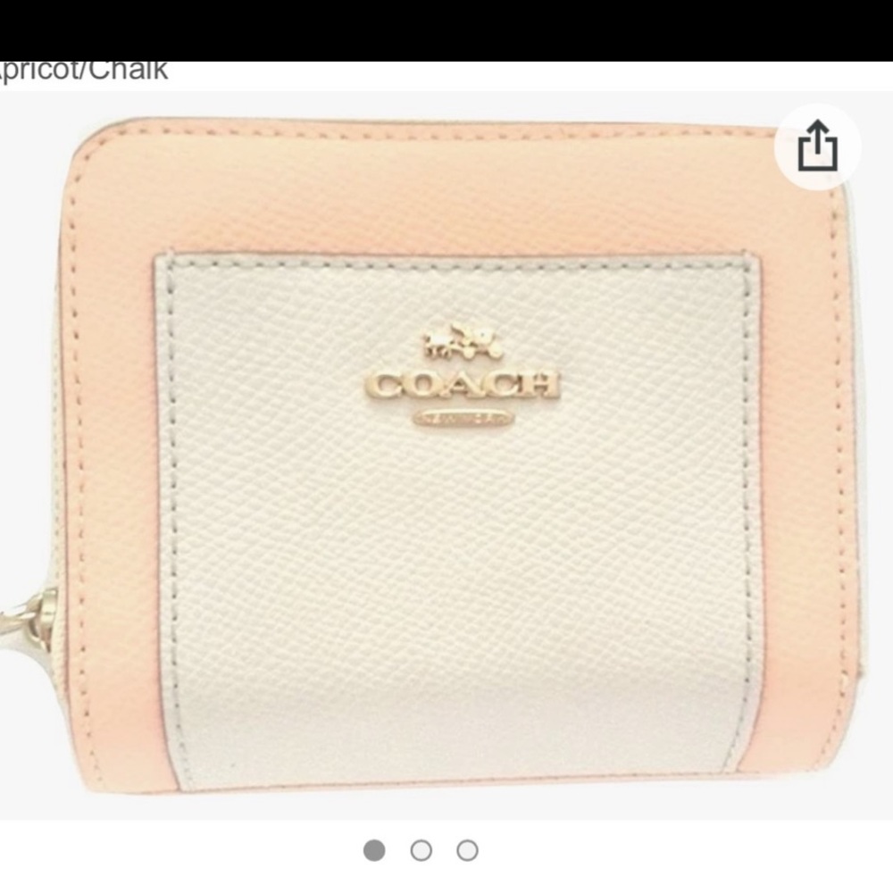 [VGUC]{Coach}[Apricot/Chalk]{Color Block Leather Bifold Two Tone Medium Wallet}
